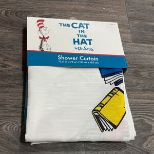 Dr. Seuss The Cat in the Hat White Shower Curtain with Colorful Books